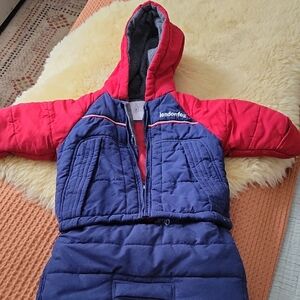 London Fog Red and Blue Hooded Snowsuit
